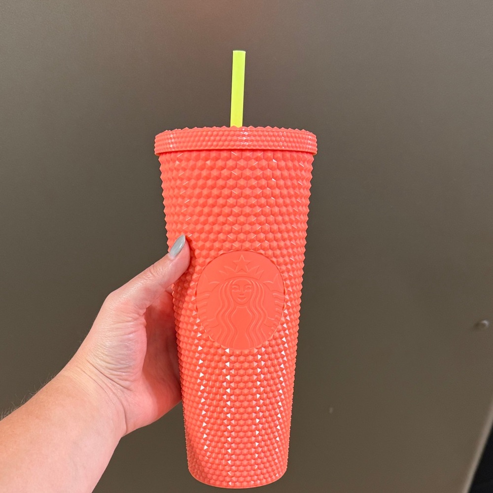 Starbucks Vibrant Pink Tumbler with Lime Straw